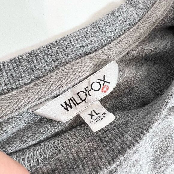 Wildfox Pullover Sweatshirt Women's XL Pour Favor Iridescent Lettering Raglan - Picture 3 of 10